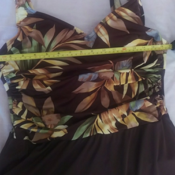 Swim brown tank dress padded with splits - Picture 5 of 8